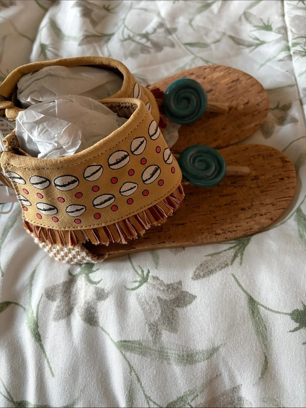 Disney moana  Kids Cork Sandals with Teal Lollipop Accents size US: 9/10